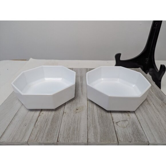 Set of 2 Arcoroc France Octime White Glass Octagon Soup Cereal Bowls - Picture 1 of 7